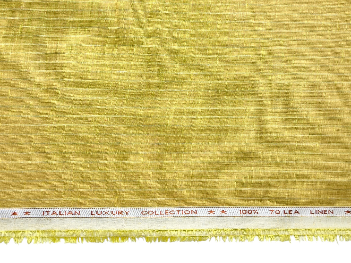 Murano Di Italia Italian Luxury Collection 100% Pure Linen 70 Lea Shirting Fabric (Yellow , Stripes)