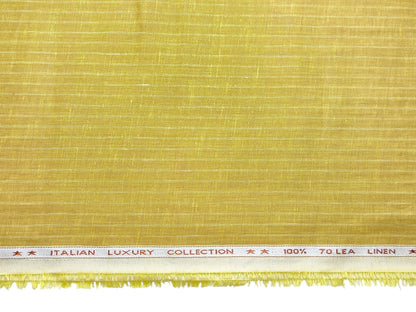 Murano Di Italia Italian Luxury Collection 100% Pure Linen 70 Lea Shirting Fabric (Yellow , Stripes)