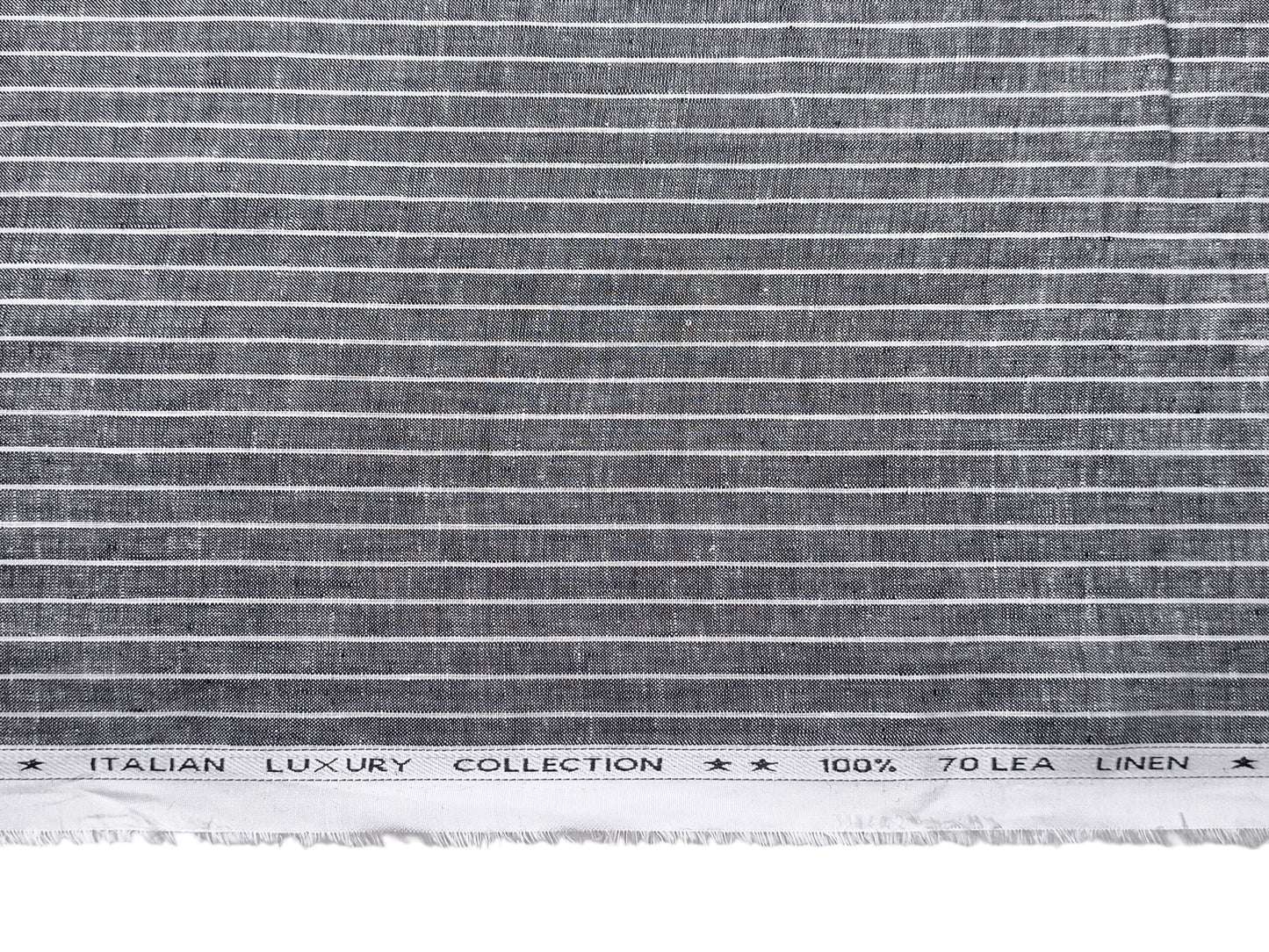 Murano Di Italia Italian Luxury Collection 100% Pure Linen 70 Lea Shirting Fabric (Grey & White, Stripes)