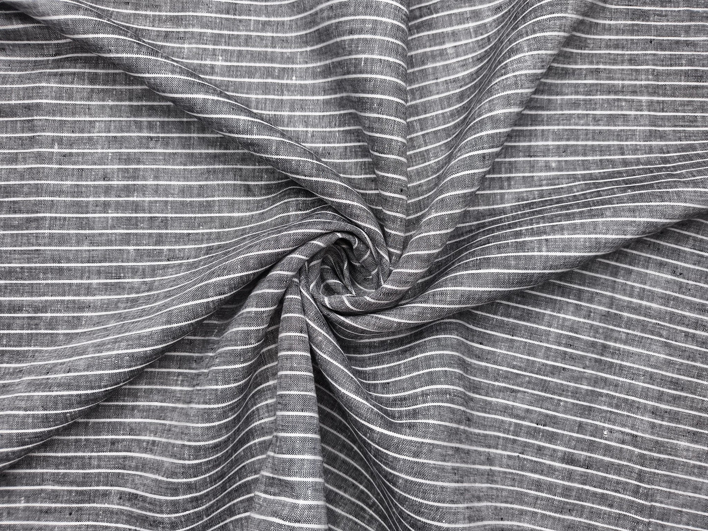 Murano Di Italia Italian Luxury Collection 100% Pure Linen 70 Lea Shirting Fabric (Grey & White, Stripes)