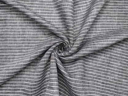 Murano Di Italia Italian Luxury Collection 100% Pure Linen 70 Lea Shirting Fabric (Grey & White, Stripes)