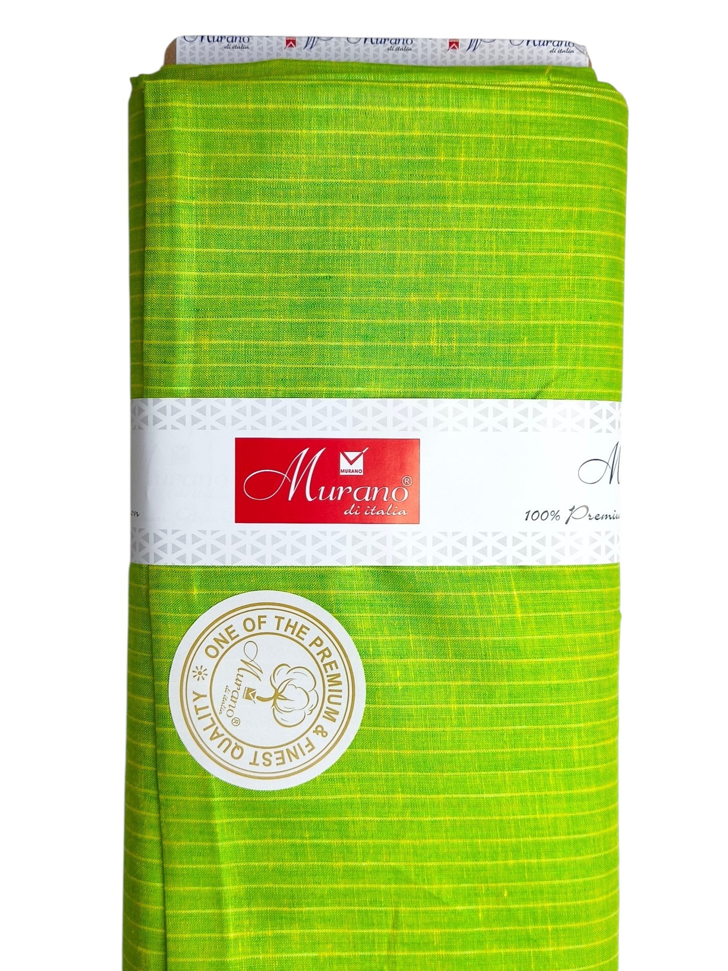 Murano Di Italia Italian Luxury Collection 100% Pure Linen 70 Lea Shirting Fabric (Parrot Green, Stripes)