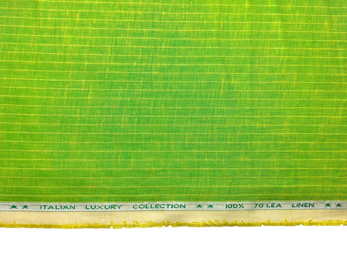 Murano Di Italia Italian Luxury Collection 100% Pure Linen 70 Lea Shirting Fabric (Parrot Green, Stripes)