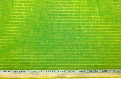 Murano Di Italia Italian Luxury Collection 100% Pure Linen 70 Lea Shirting Fabric (Parrot Green, Stripes)