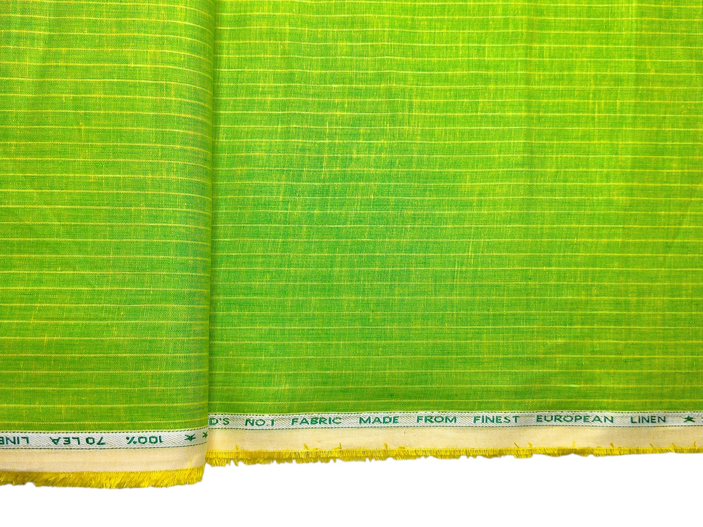 Murano Di Italia Italian Luxury Collection 100% Pure Linen 70 Lea Shirting Fabric (Parrot Green, Stripes)