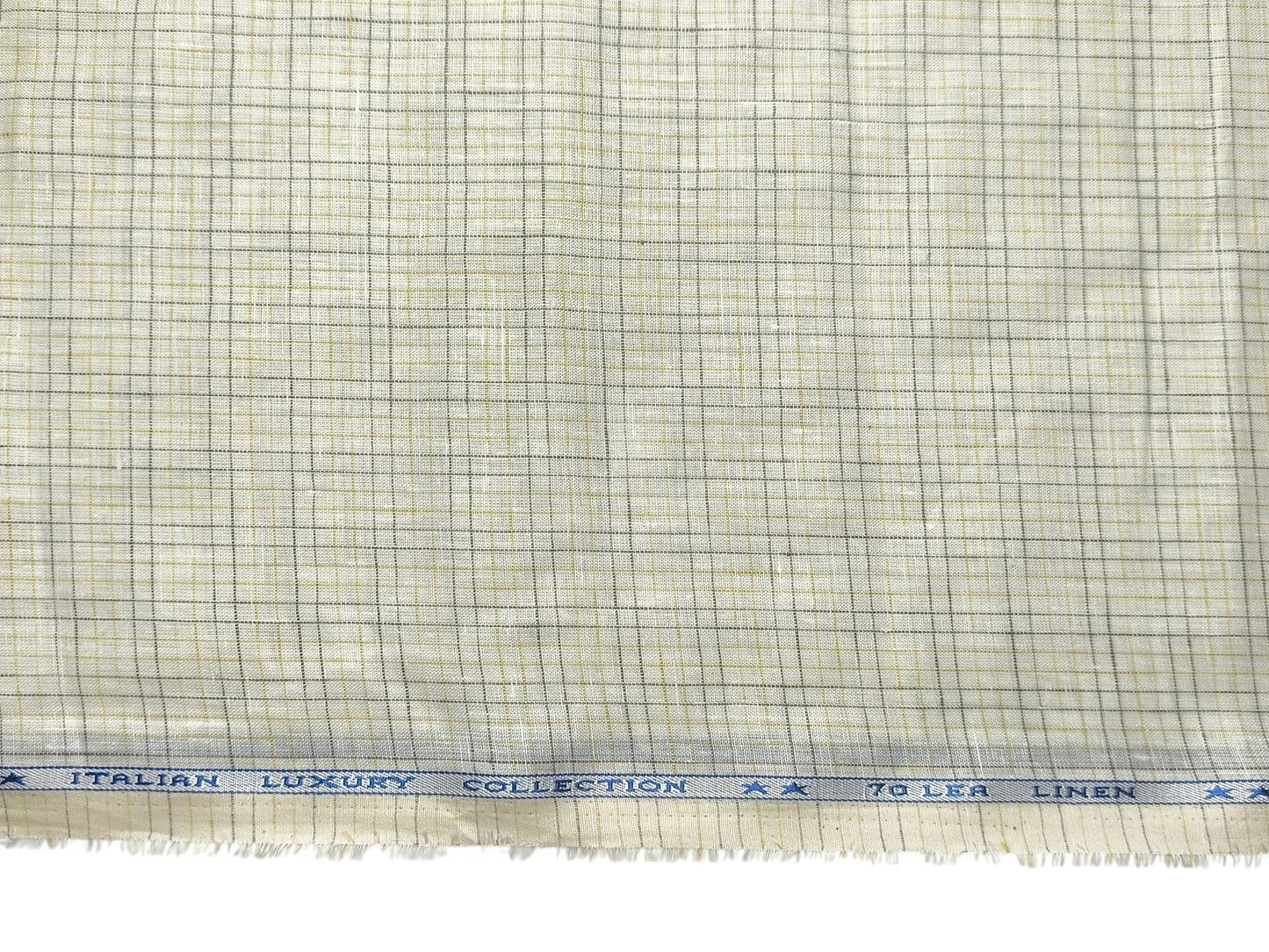Murano Di Italia Italian Luxury Collection 100% Pure Linen 70 Lea Shirting Fabric (Off White, Multichecks)