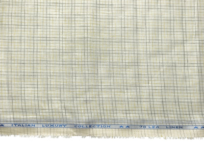 Murano Di Italia Italian Luxury Collection 100% Pure Linen 70 Lea Shirting Fabric (Off White, Multichecks)