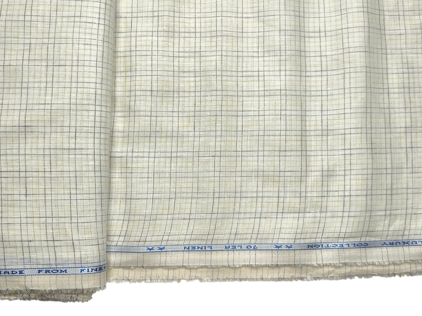 Murano Di Italia Italian Luxury Collection 100% Pure Linen 70 Lea Shirting Fabric (Off White, Multichecks)