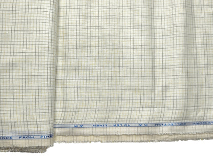 Murano Di Italia Italian Luxury Collection 100% Pure Linen 70 Lea Shirting Fabric (Off White, Multichecks)