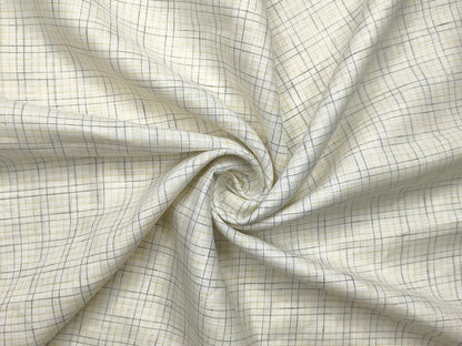 Murano Di Italia Italian Luxury Collection 100% Pure Linen 70 Lea Shirting Fabric (Off White, Multichecks)