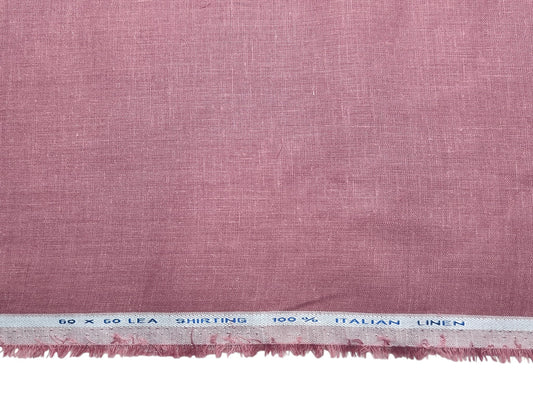 Italian 100% Linen 60 Lea Shirting Fabric (Dusty Rose, Plain)