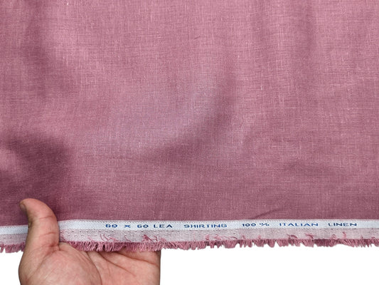 Italian 100% Linen 60 Lea Shirting Fabric (Dusty Rose, Plain)