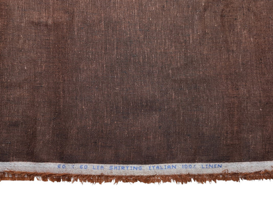 Italian 100% Linen 60 Lea Shirting Fabric (Dark Brown, Slub)