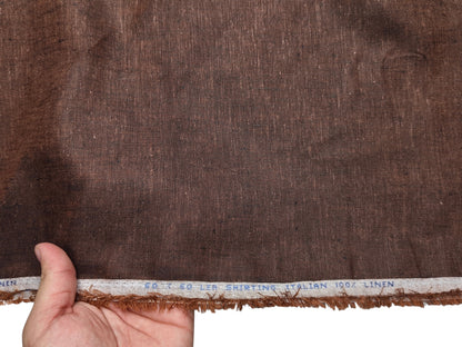 Italian 100% Linen 60 Lea Shirting Fabric (Dark Brown, Slub)
