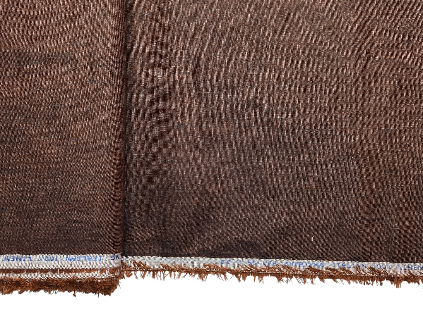 Italian 100% Linen 60 Lea Shirting Fabric (Dark Brown, Slub)