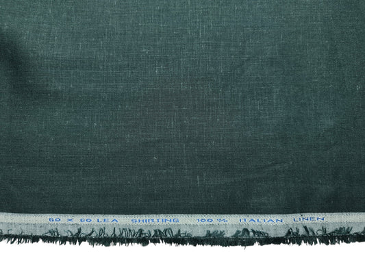 Italian 100% Linen 60 Lea Shirting Fabric (Bottle Green , Plain)