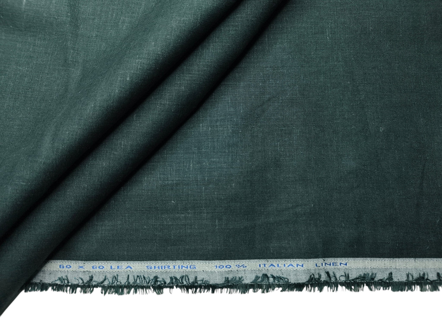 Italian 100% Linen 60 Lea Shirting Fabric (Bottle Green , Plain)