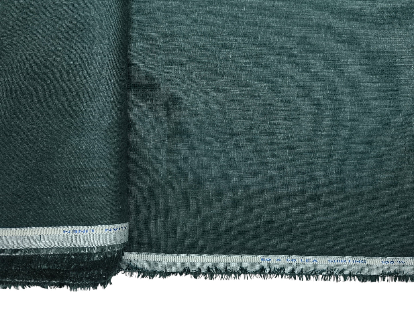 Italian 100% Linen 60 Lea Shirting Fabric (Bottle Green , Plain)