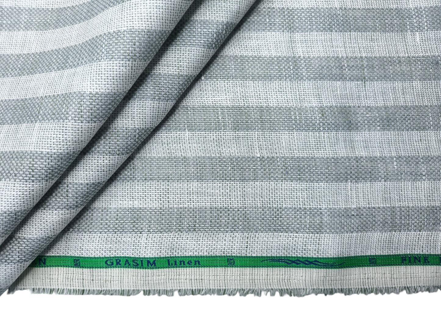 Grasim By Aditya Birla Group 100% Pure Linen Premium Shirting Fabric (Grey & White Stripes , Jute Weave)