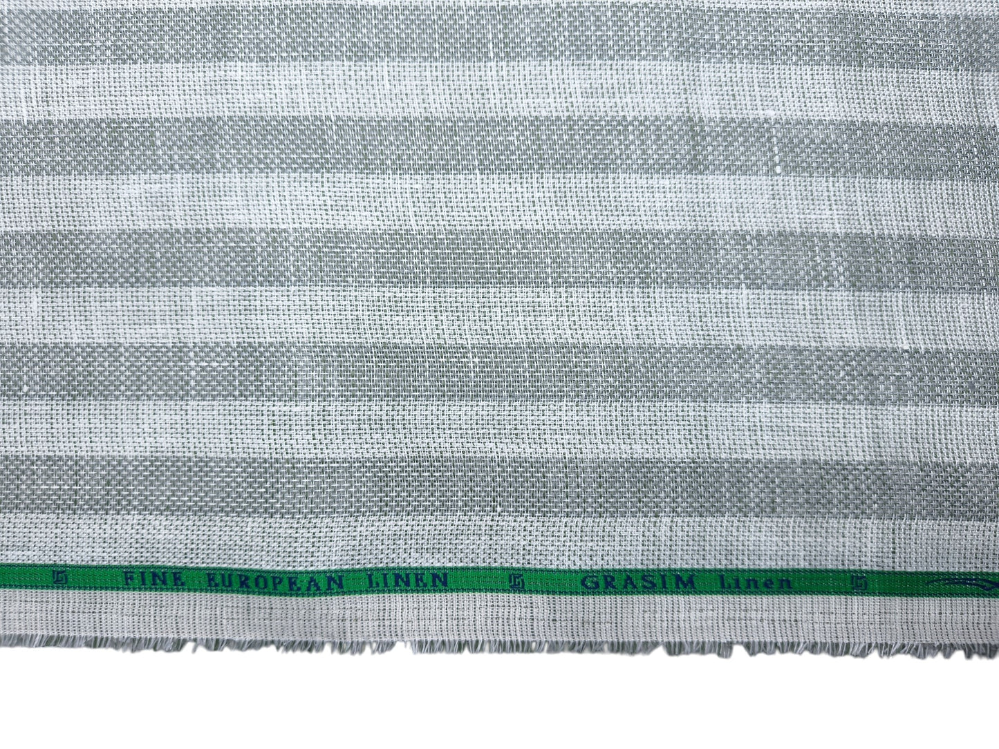Grasim By Aditya Birla Group 100% Pure Linen Premium Shirting Fabric (Grey & White Stripes , Jute Weave)