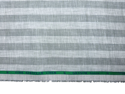 Grasim By Aditya Birla Group 100% Pure Linen Premium Shirting Fabric (Grey & White Stripes , Jute Weave)