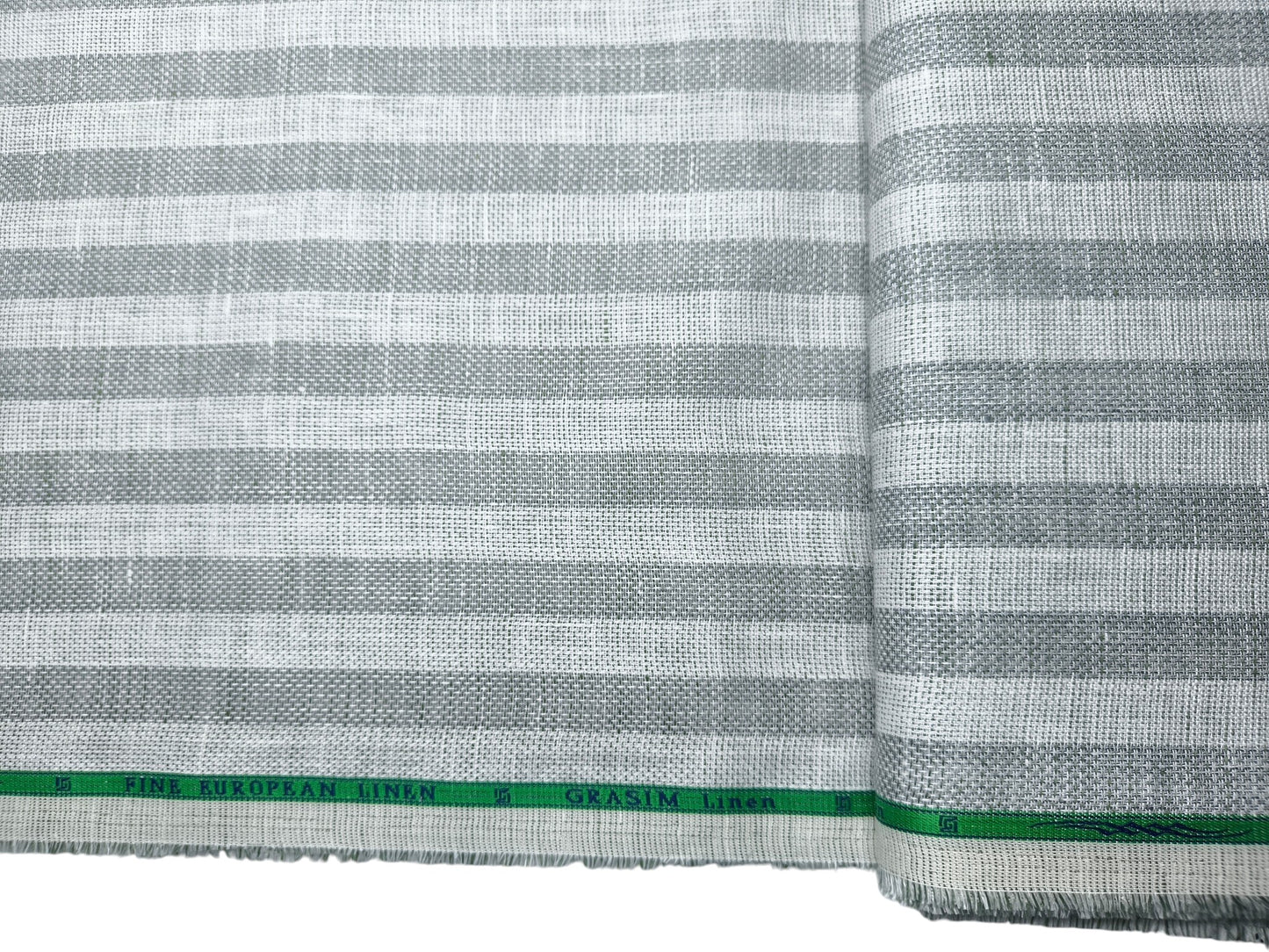 Grasim By Aditya Birla Group 100% Pure Linen Premium Shirting Fabric (Grey & White Stripes , Jute Weave)