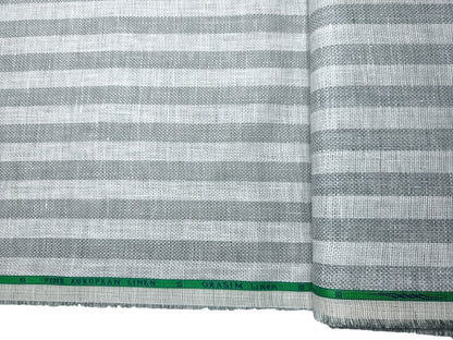 Grasim By Aditya Birla Group 100% Pure Linen Premium Shirting Fabric (Grey & White Stripes , Jute Weave)
