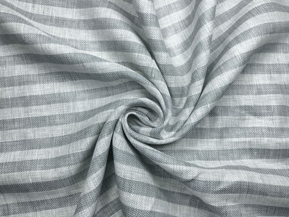 Grasim By Aditya Birla Group 100% Pure Linen Premium Shirting Fabric (Grey & White Stripes , Jute Weave)