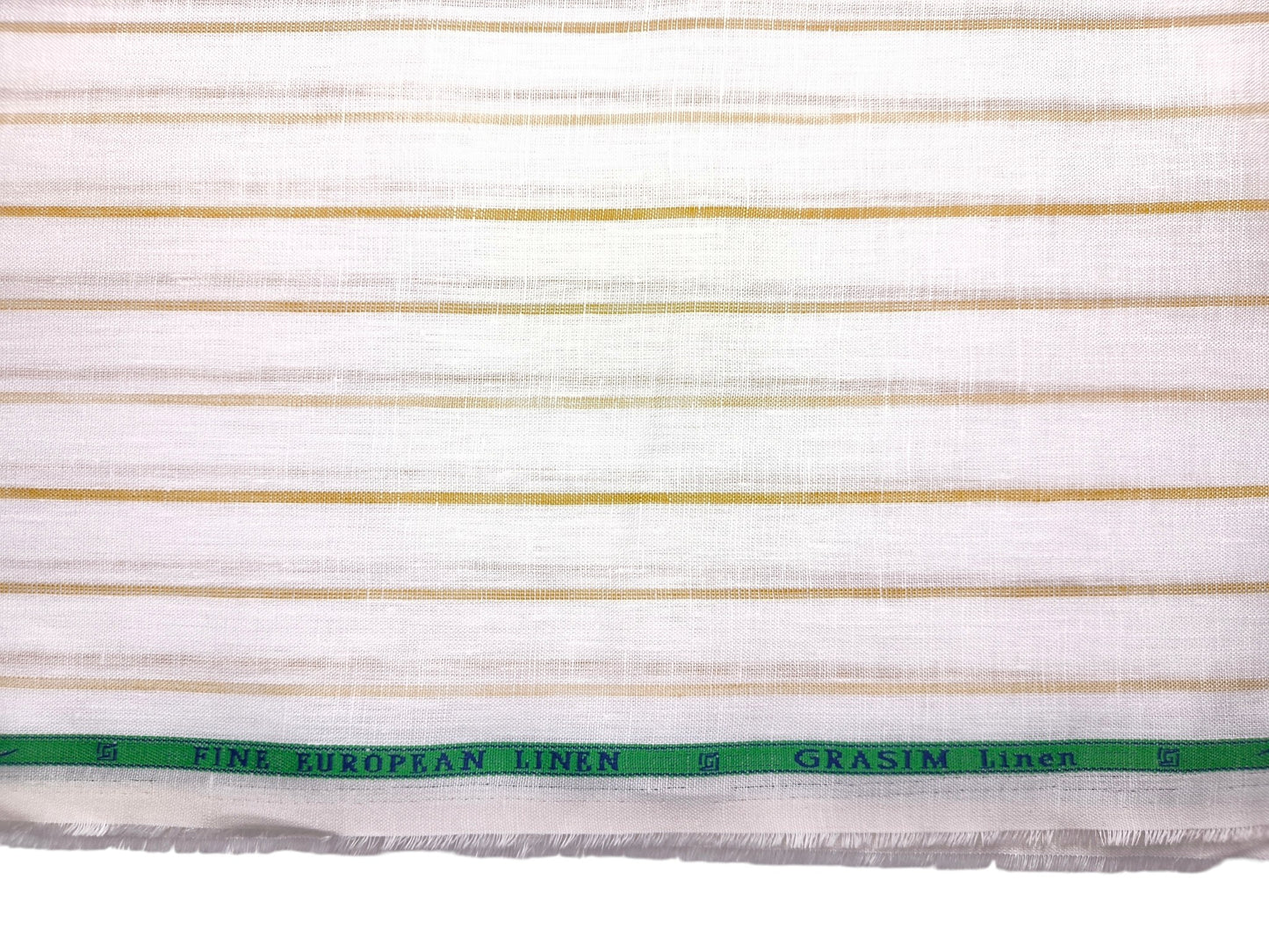 Grasim By Aditya Birla Group 100% Pure Linen Premium Shirting Fabric (White & Yellow, Stripes)