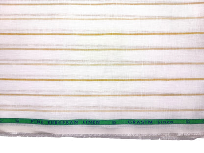 Grasim By Aditya Birla Group 100% Pure Linen Premium Shirting Fabric (White & Yellow, Stripes)