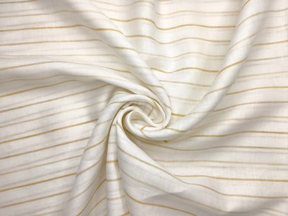 Grasim By Aditya Birla Group 100% Pure Linen Premium Shirting Fabric (White & Yellow, Stripes)