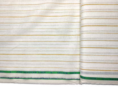 Grasim By Aditya Birla Group 100% Pure Linen Premium Shirting Fabric (White & Yellow, Stripes)