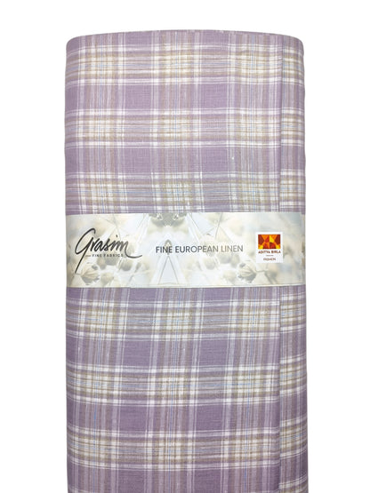 Grasim By Aditya Birla Group 100% Pure Linen Premium Shirting Fabric (Lavender, Multichecks)