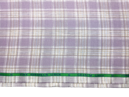 Grasim By Aditya Birla Group 100% Pure Linen Premium Shirting Fabric (Lavender, Multichecks)