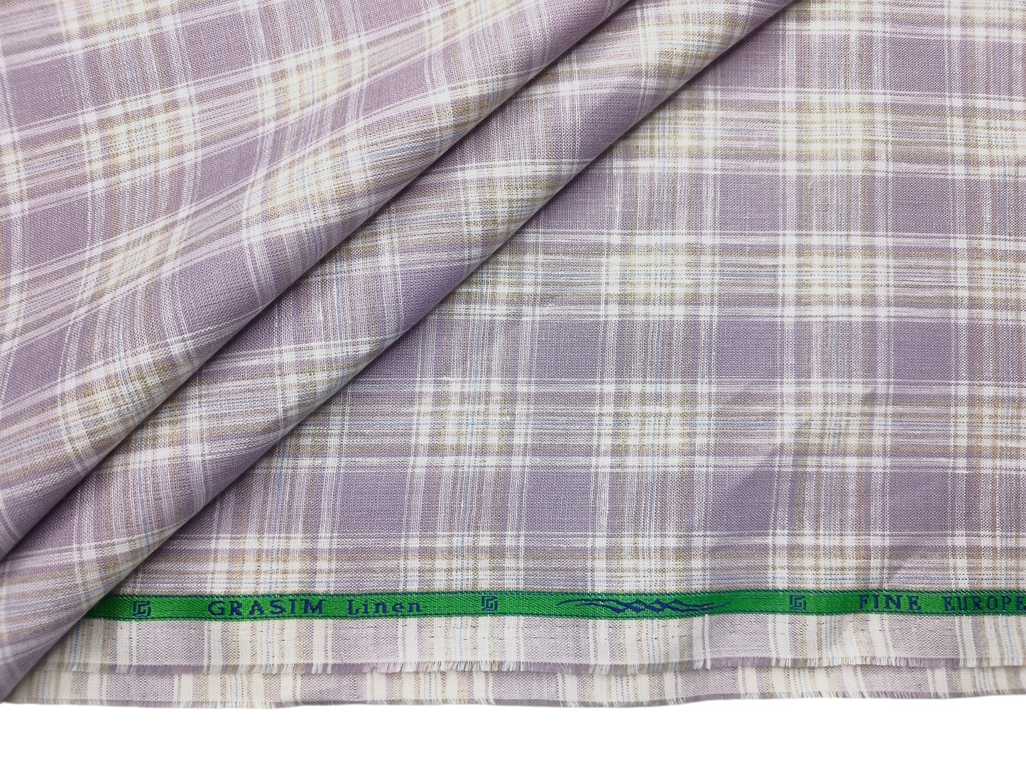 Grasim By Aditya Birla Group 100% Pure Linen Premium Shirting Fabric (Lavender, Multichecks)