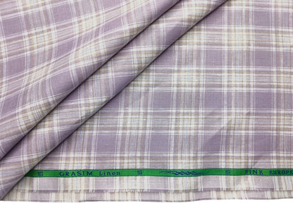 Grasim By Aditya Birla Group 100% Pure Linen Premium Shirting Fabric (Lavender, Multichecks)