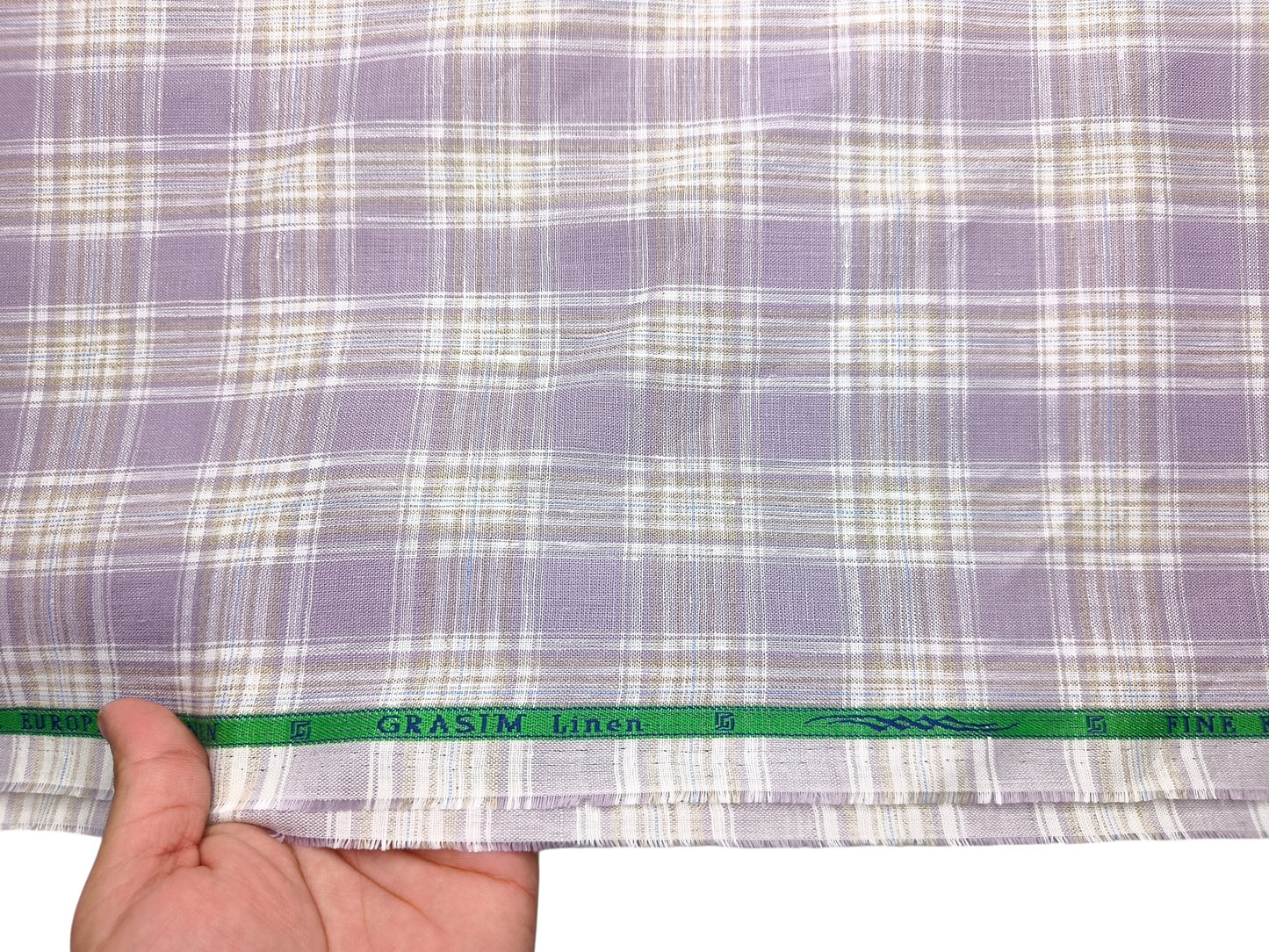 Grasim By Aditya Birla Group 100% Pure Linen Premium Shirting Fabric (Lavender, Multichecks)
