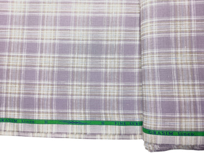 Grasim By Aditya Birla Group 100% Pure Linen Premium Shirting Fabric (Lavender, Multichecks)