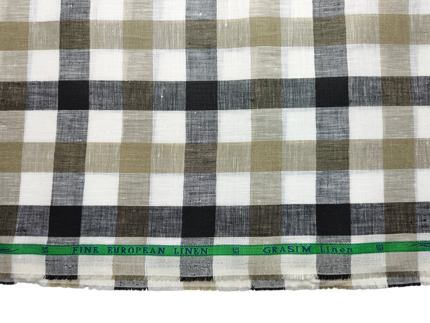 Grasim By Aditya Birla Group 100% Pure Linen Premium Shirting Fabric (White , Brown & Black , Checks)