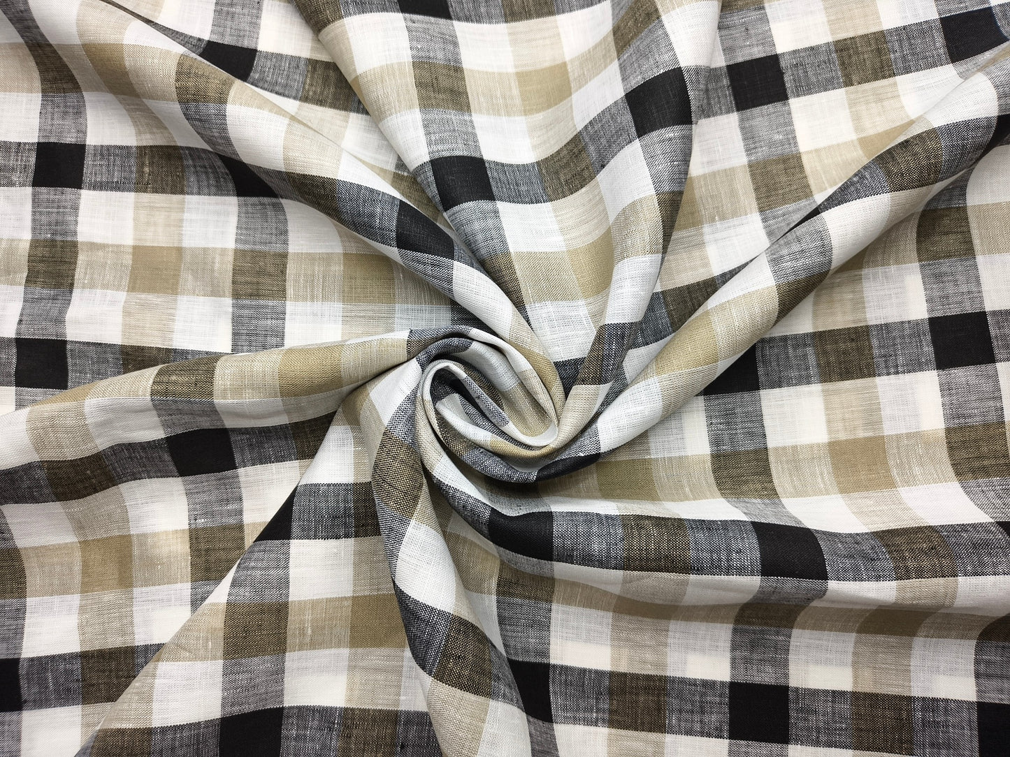 Grasim By Aditya Birla Group 100% Pure Linen Premium Shirting Fabric (White , Brown & Black , Checks)