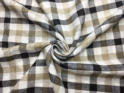 Grasim By Aditya Birla Group 100% Pure Linen Premium Shirting Fabric (White , Brown & Black , Checks)