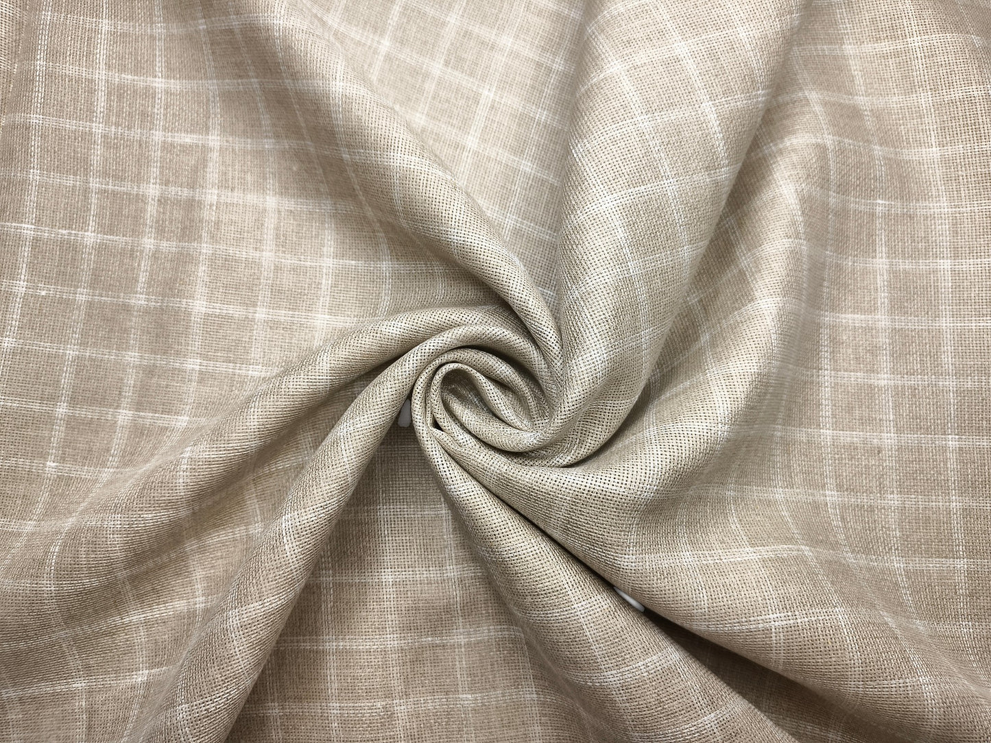 Grasim By Aditya Birla Group 100% Pure Linen Premium Shirting Fabric (Warm Beige Checks , Jute Weave)