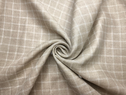 Grasim By Aditya Birla Group 100% Pure Linen Premium Shirting Fabric (Warm Beige Checks , Jute Weave)