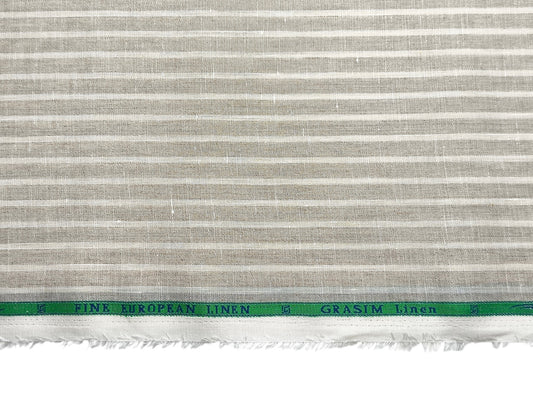 Grasim By Aditya Birla Group 100% Pure Linen Premium Shirting Fabric (Beige , Stripes)
