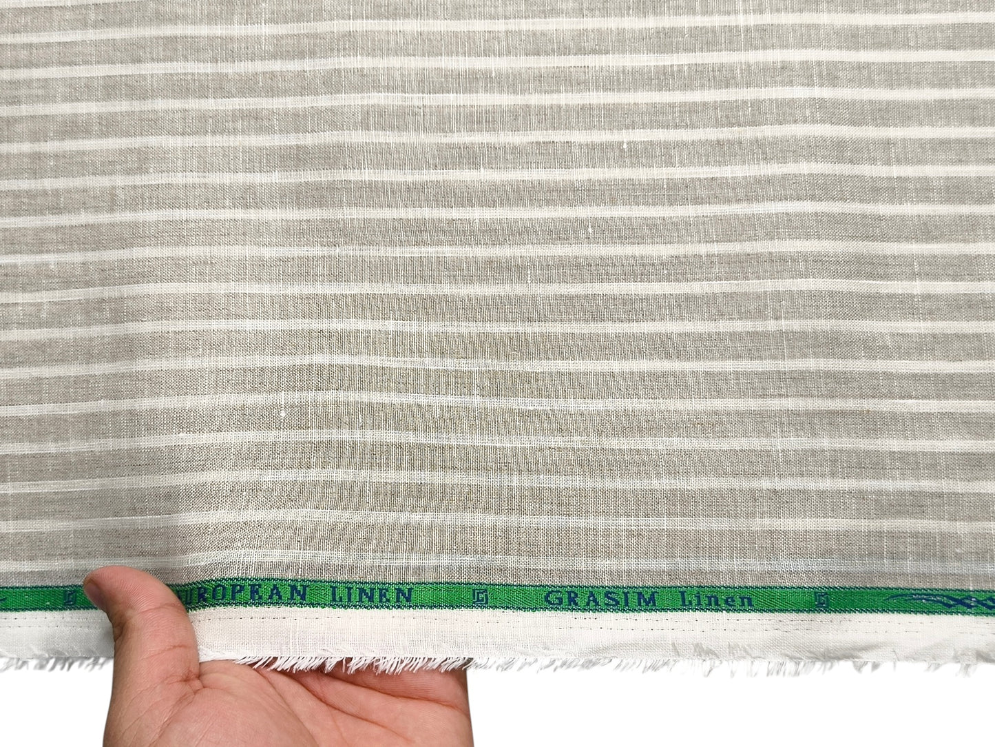 Grasim By Aditya Birla Group 100% Pure Linen Premium Shirting Fabric (Beige , Stripes)