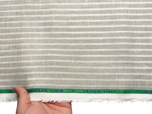 Grasim By Aditya Birla Group 100% Pure Linen Premium Shirting Fabric (Beige , Stripes)