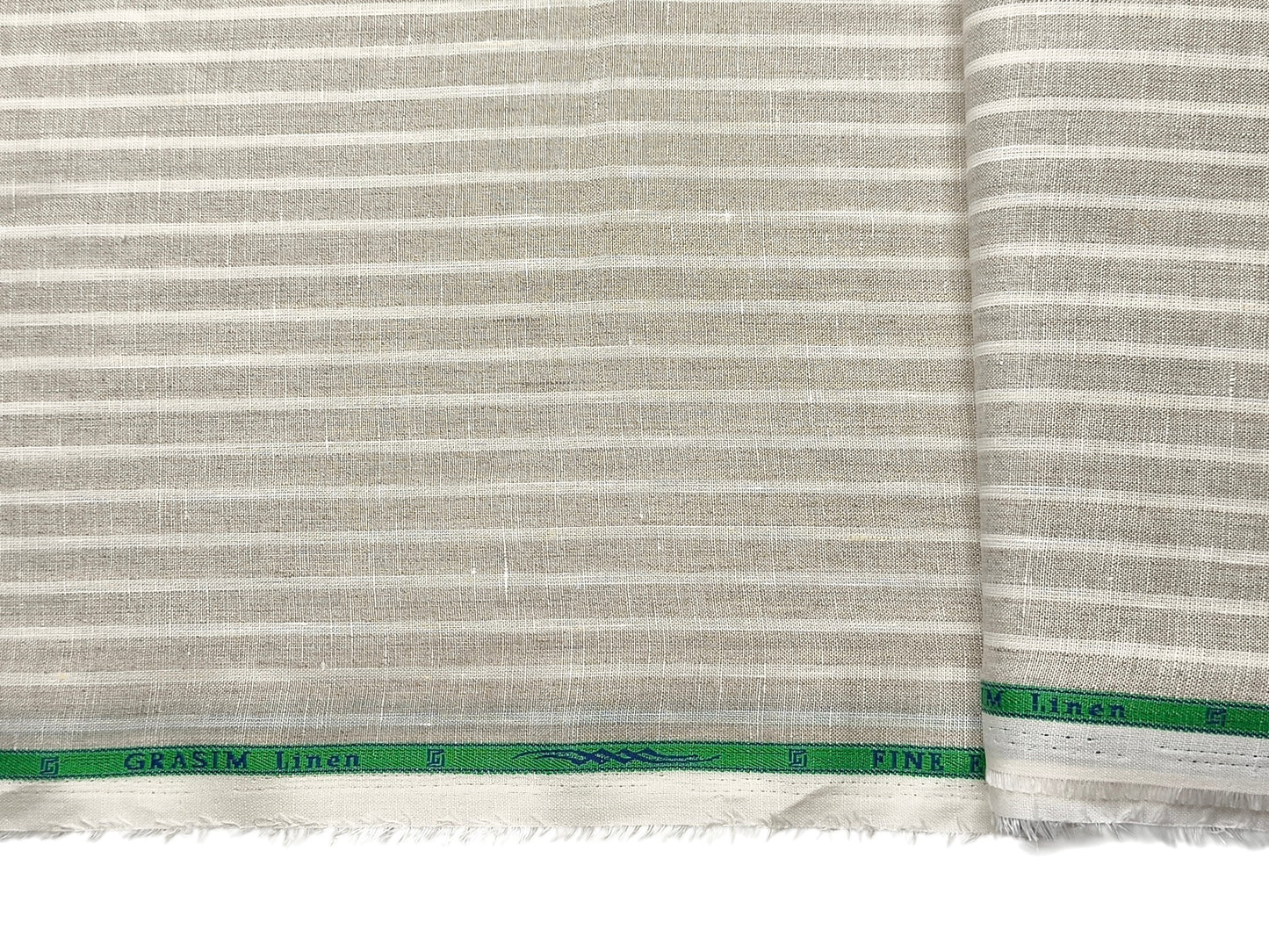 Grasim By Aditya Birla Group 100% Pure Linen Premium Shirting Fabric (Beige , Stripes)