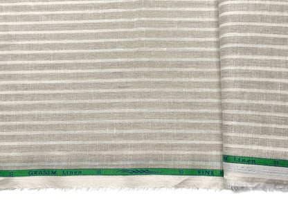 Grasim By Aditya Birla Group 100% Pure Linen Premium Shirting Fabric (Beige , Stripes)