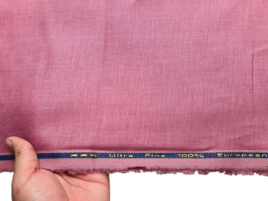 100% Pure European Linen 60 LEA Shirting Fabric (Dusty Rose, Plain)