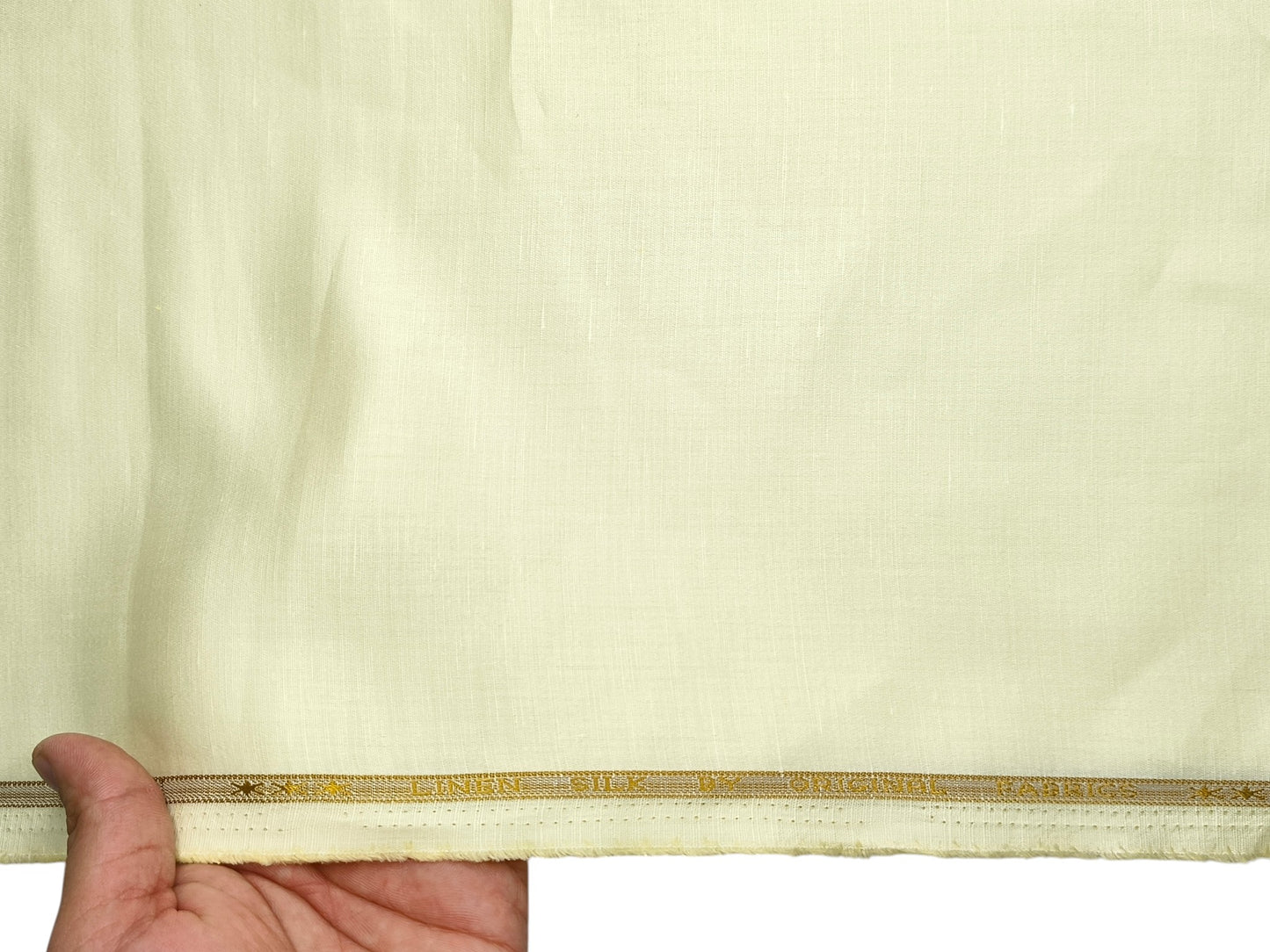Premium Linen Silk Blended Shirting Fabric (Lemon, Plain)